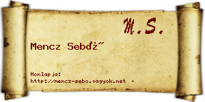 Mencz Sebő névjegykártya
